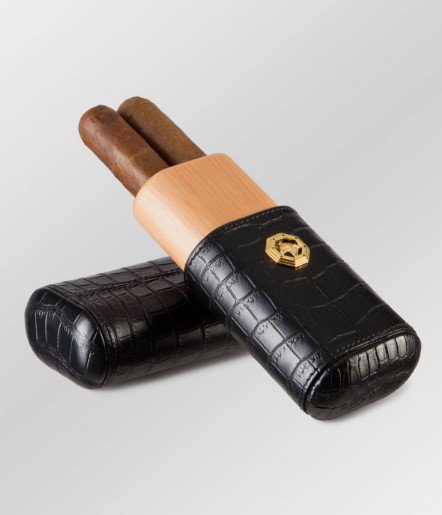   CROCODILE LEATHER CIGAR HOLDER