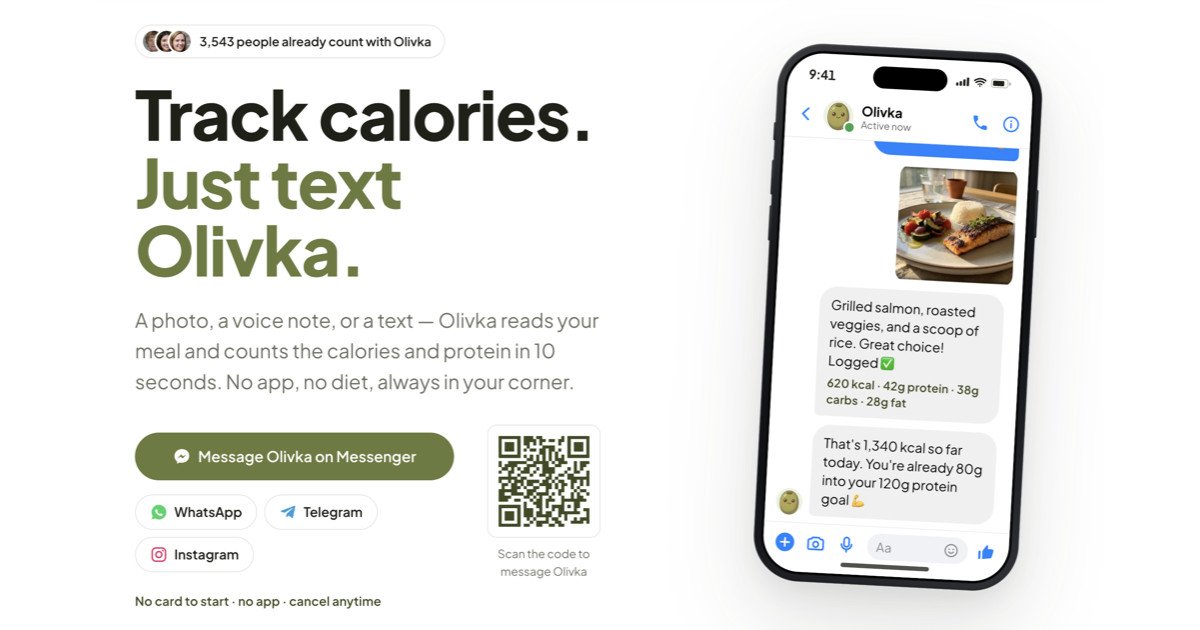  OLIVKA BRINGS AI CALORIE TRACKING TO WHATSAPP, MESSENGER, TELEGRAM AND INSTAGRAM