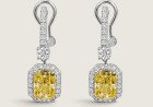 RADIANT CANARY DROP WITH PAVE EARRING BY FANTASIA BY DESERIO 