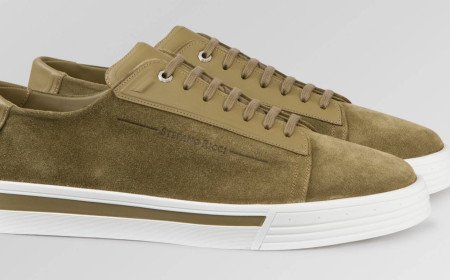 SUEDE AND CALFSKIN LEATHER SNEAKERS