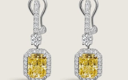 RADIANT CANARY DROP WITH PAVE EARRING BY FANTASIA BY DESERIO 