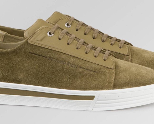 SUEDE AND CALFSKIN LEATHER SNEAKERS