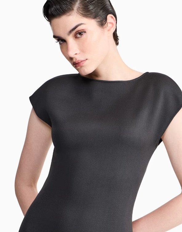  DRESS SHORT-SLEEVED SHEATH IN DOUBLE-STRETCH VIRGIN WOOL FROM GIORGIO ARMANI