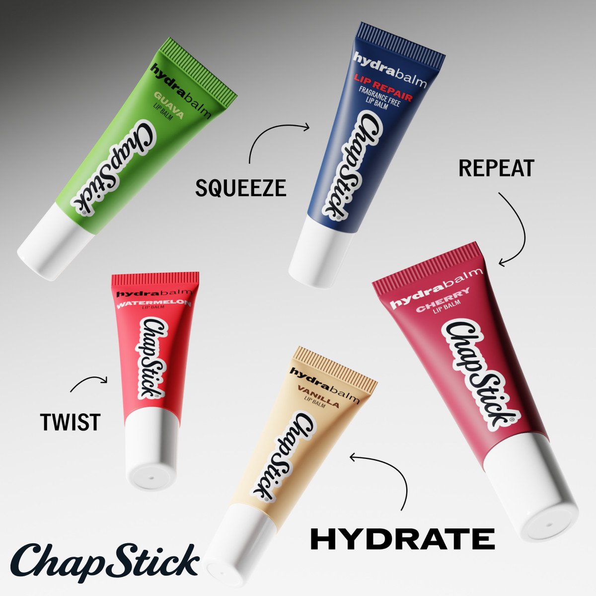  CHAPSTICK LAUNCHES NEW HYDRABALM TUBES IN FIVE FLAVORS, NOW AVAILABLE