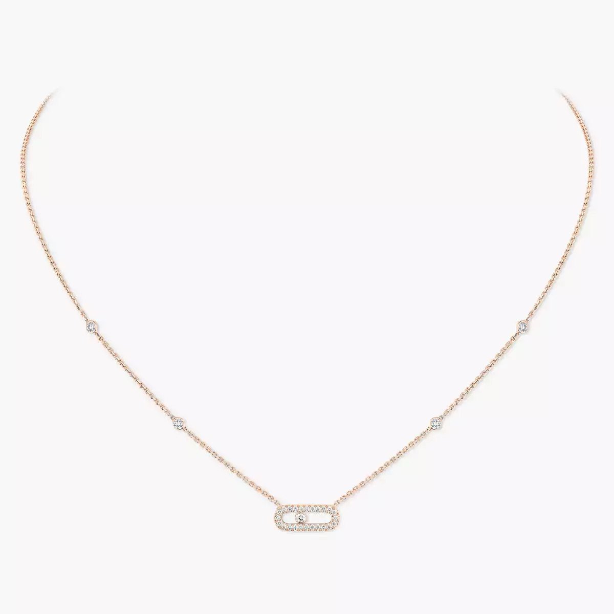 PINK GOLD DIAMOND NECKLACE MOVE UNO BY MESSIKA