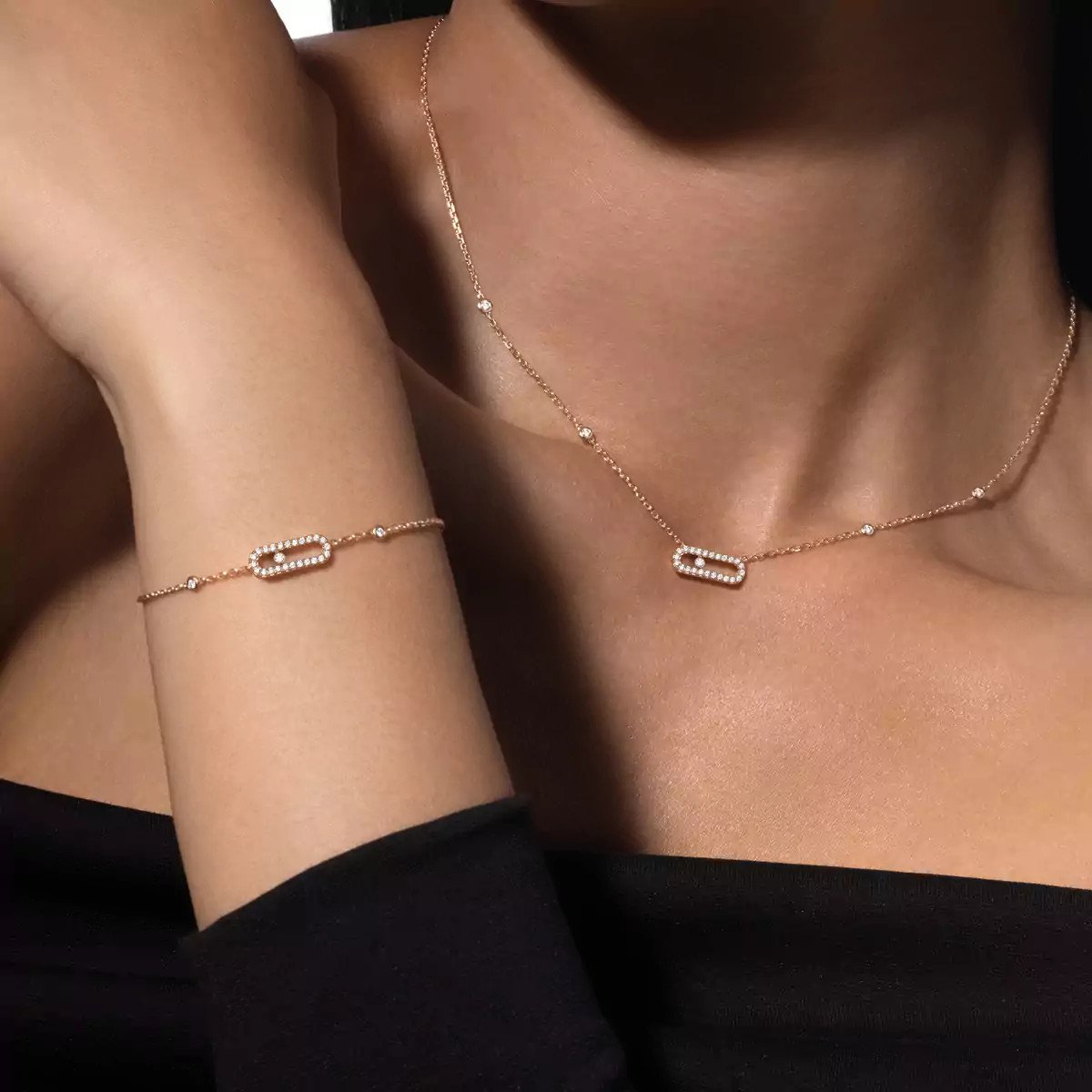 PINK GOLD DIAMOND NECKLACE MOVE UNO BY MESSIKA