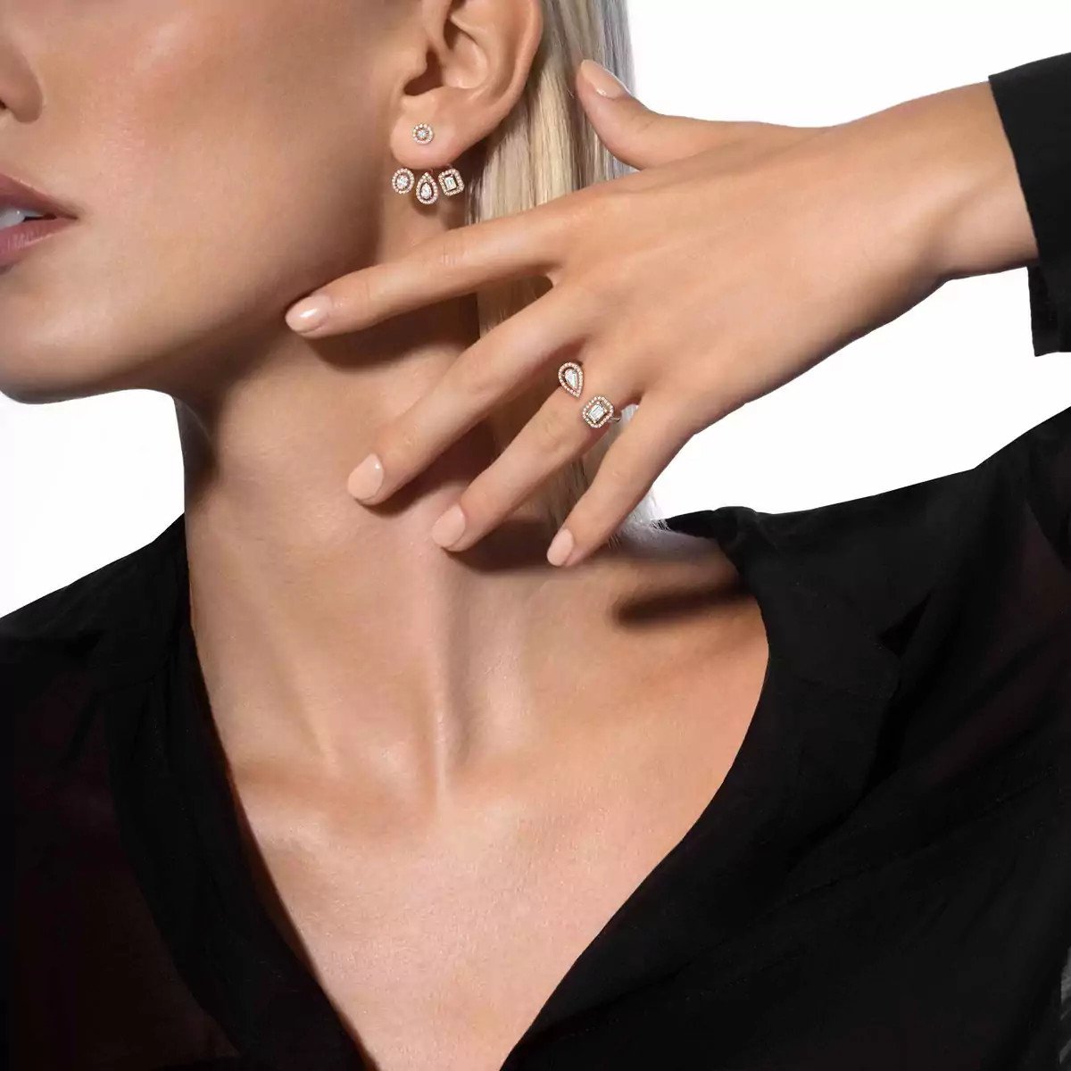 MY TWIN TRIO ASYMMETRICAL EARRINGS BY MESSIKA