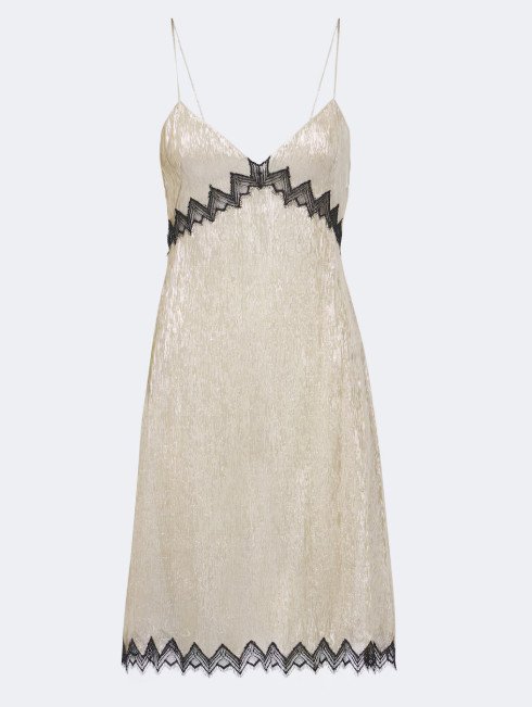  TOM FORD’S LACE-TRIMMED SILK-BLEND SLIP DRESS
