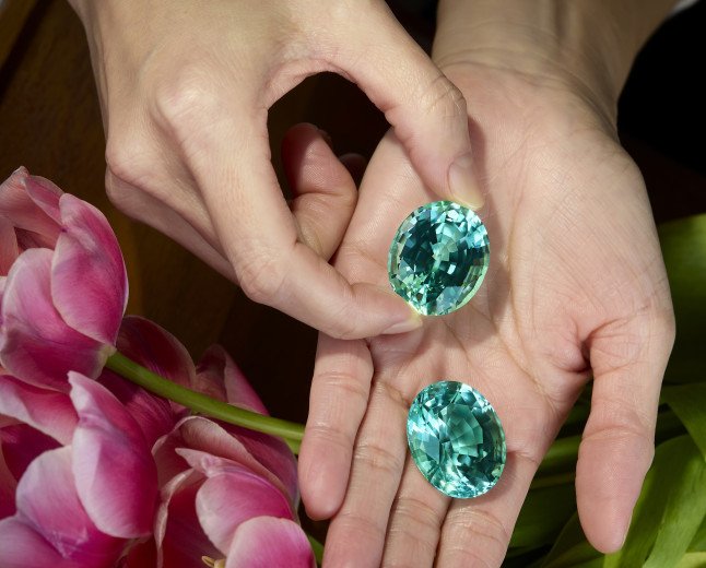   THE WORLD'S LARGEST MATCHED PAIR OF FLAWLESS, UNHEATED PARAIBA TOURMALINES GO TO AUCTION AT SOTHEBY'S