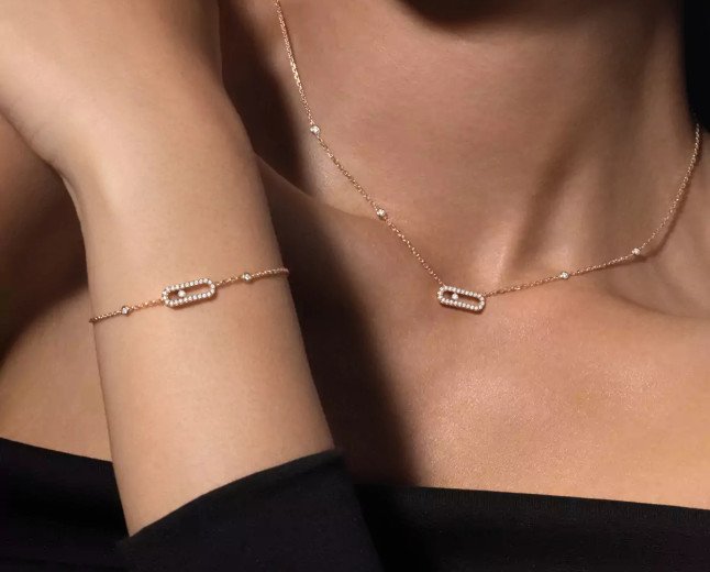 PINK GOLD DIAMOND NECKLACE MOVE UNO BY MESSIKA