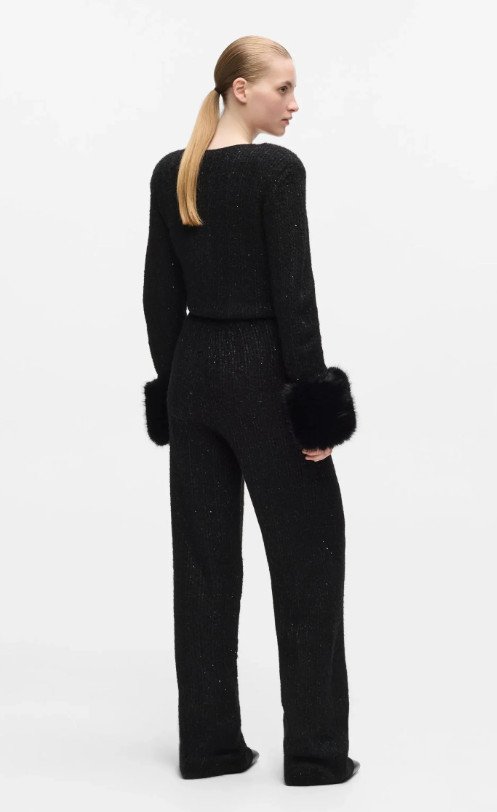 FAUX-FUR KNITTED CARDIGAN BY KARL LAGERFELD
