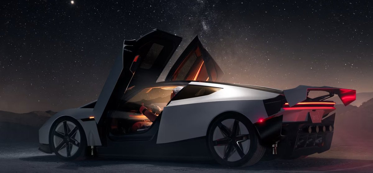   TESLA REVEALS WORLD’S FIRST FLYING CAR 