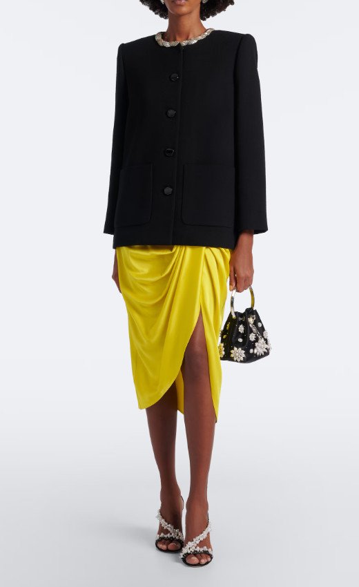 BON BON EMBELLISHED SATIN BUCKET BAG BY JIMMY CHOO