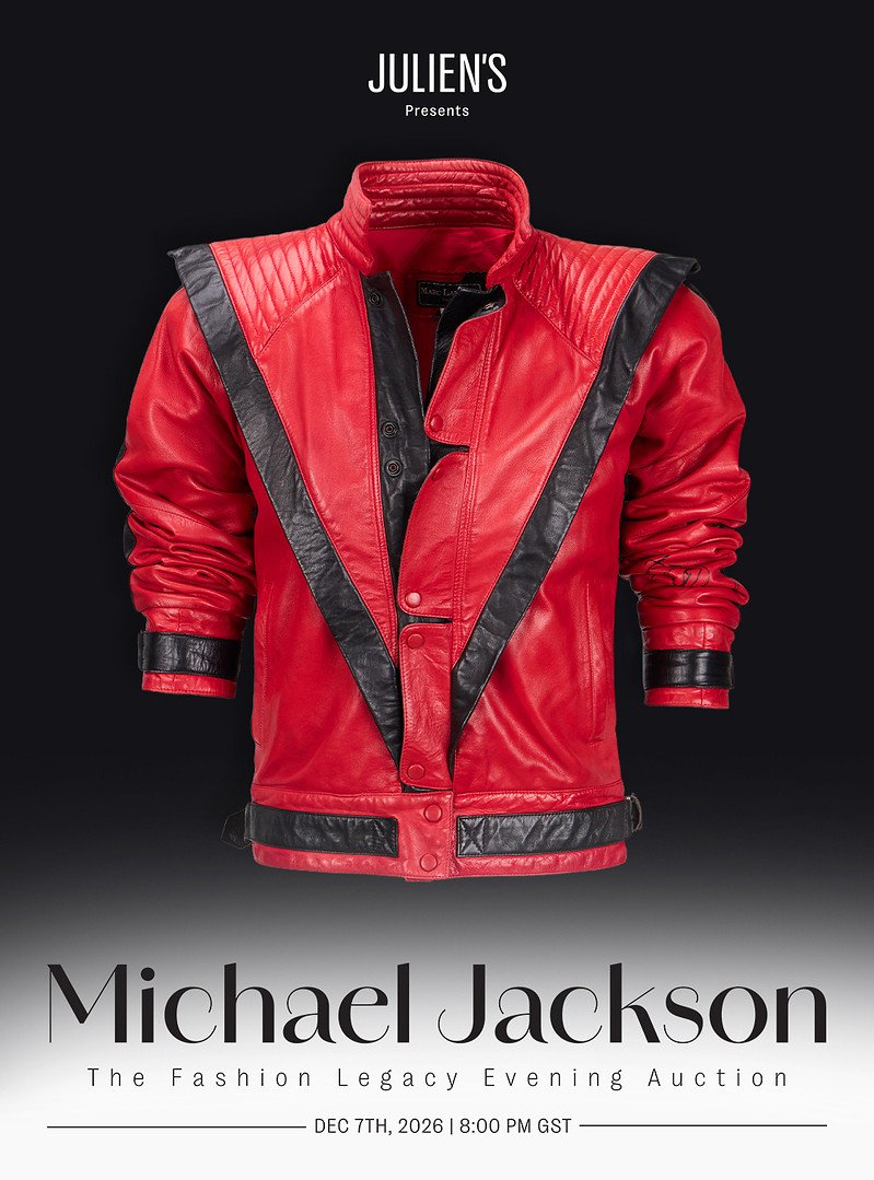 MICHAEL JACKSON'S "THRILLER" JACKET AND SHOES, MOTOWN 25 STAGE-WORN GLOVE AND 'MOONWALK' LOAFERS TO BE AUCTIONED DECEMBER 7