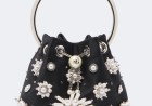 BON BON EMBELLISHED SATIN BUCKET BAG BY JIMMY CHOO